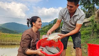 Making bamboo gates moving puppies catching fish for customers Husband and wife NGUYEN THI MUOI [upl. by Enahpad281]