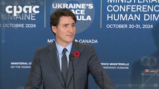 PM Trudeau speaks at conference on human dimension of Ukraine’s peace formula – October 30 2024 [upl. by Ordnazil]