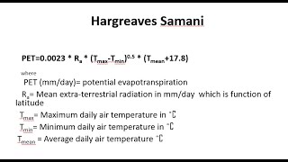 Estimation of Potential EvapotranspirationPET using Hargreaves Samani method [upl. by Mulry199]