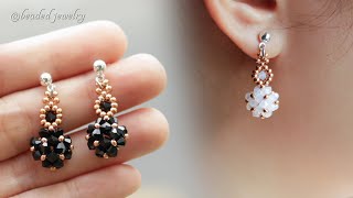 DIY beaded bead earrings Easy to make for beginners Jewelry making [upl. by Bensen]