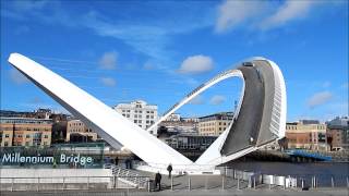 Tilting Opening Newcastle Gateshead Millennium Bridge  Elapsed time [upl. by Nelleyram]