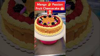 Mango 🥭 Passion Fruit Cheesecake  cake mangocheesecake cakeshorts party cakedecorating [upl. by Adym]