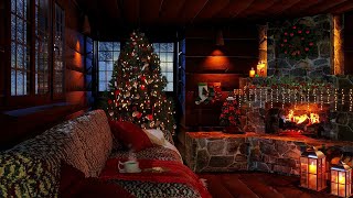 Cozy Christmas Log Cabin Ambience  Relaxing Fireplace and Blizzard Sound for deep sleep [upl. by Atina]