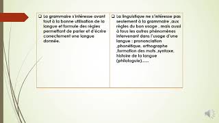 distinction entre grammaire et linguistique 2 [upl. by Jelene]