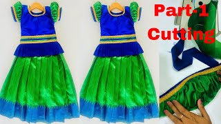 Simple Pattu Pavadai Sattai Cutting and Stitching in Tamil  Puff Sleeve Cutting  easy method [upl. by Casie402]