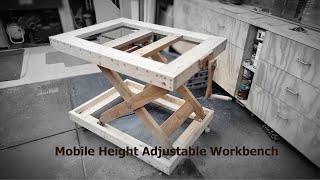 MOBILE HEIGHT ADJUSTABLE WORKBENCH  My First Build Video [upl. by Fronnia]