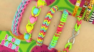 How to Make Loom Bands 5 Easy Rainbow Loom Bracelet Designs without a Loom  Rubber band Bracelets [upl. by Wynne339]