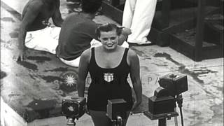 Eleanor Holm competes in a swimming championshipUnited States HD Stock Footage [upl. by Rosita]