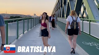 🇸🇰 Bratislava 2022 Tyršovo nábrežie  Eurovea 20 July Walking Tour4k UHD 60fps [upl. by Ayotaj]