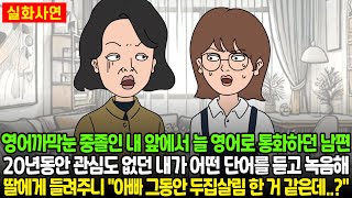 ★돌도시 영어까막눈 중졸인 내 앞에서 늘 영어로 통화하던 남편 20년동안 관심도 없던 내가 어떤 단어를 듣고 녹음해 딸에게 들려주니 아빠 그동안 두집살림 한 거 같은데 [upl. by Ymrots]