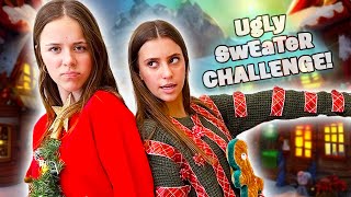 UGLY Christmas Sweater Challenge DIY Sister VS Sister [upl. by Anelas716]