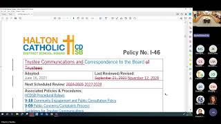 November 12 2024 Policy Meeting of the Halton Catholic District School Board [upl. by Alf272]