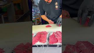 Wagyu vs Otoro Can You Tell What Hes Cutting 🥩🐟 wagyu otoro bluefin tuna [upl. by Rosenblum]