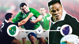 Le premier match de Jonah Lomu à la Coupe du Monde  Irlande vs NouvelleZélande 1995 [upl. by Yddet]