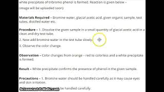 Bromine Water Test for phenol [upl. by Nnasor]