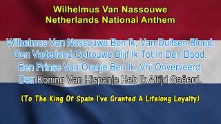 WILHELMUS VAN NASSOUWE The William  The Netherlands National Anthem LYRICSKaraoke SingALong [upl. by Stillman]