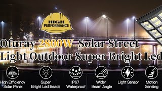 Affordable Ofuray Solar Powered 2800W LED Street Light with Bracket  Installed on a Garage [upl. by Pardner]