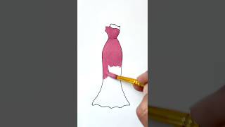 Dress drawing Colouring for kids Colouring beautiful dress 👗❤️ shorts art drawing trending [upl. by Llehcnom]