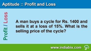 A man buys a cycle and sells it at a loss  Profit and Loss  Aptitude  IndiaBIX [upl. by Arras351]