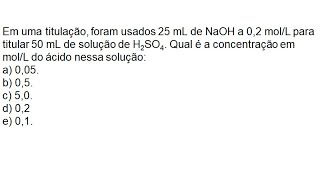 TITULAÇÃO EXERCÍCIOSEXERCÍCIO 01 [upl. by Cassiani]