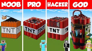 Minecraft WORKING TNT HOUSE BUILD CHALLENGE  NOOB vs PRO vs HACKER vs GOD  Animation [upl. by Subir]