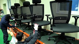 Process of making an ergonomically designed mesh office chair Korean office furniture factory [upl. by Goines]