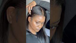 watch this quick glueless frontal wig install hack protectivehairstyle hairtutorial wiginstall [upl. by Truda]