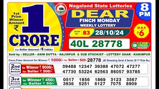 🔴LIVE Nagaland Lottery Result Today 8PM 28102024 Dear Finch Monday [upl. by Sherie]