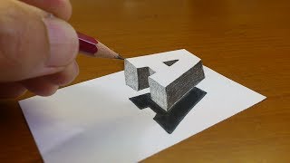 Very Easy How To Drawing 3D Floating Letter quotAquot 2  Anamorphic Illusion  3D Trick Art on paper [upl. by Ez486]