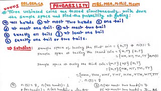 Three unbiased coins are tossed What is the probability of getting at most two heads  probability [upl. by Dorthea]