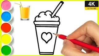 How to draw cold drink juice drawing  step by step ice cream drawing  cold drink drawing By Arya [upl. by Eenobe]