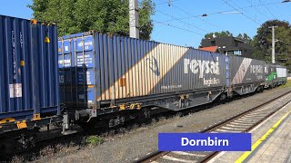 Dornbirn Zugbegegnung vor Frachtbahn dem🚂🟦🟦🟦blauen Containerzug mit ELL Vectron [upl. by Lleihsad143]