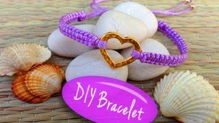 DIY Bracelet Bracelet Making Tutorial with String and a Heart Charm [upl. by Parrie748]