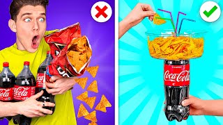 TRYING 100 FOOD HACKS IN 24 HOURS Breaking Rules Facing Fears Blindfolded amp Dates vs Pranks [upl. by Maurilla702]