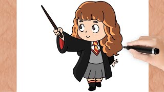 How To Draw HERMIONE I HARRY POTTER I Easy  Step by Step [upl. by Adlin]