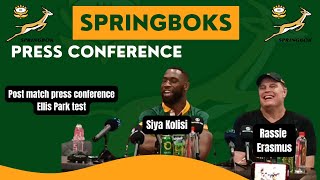 SPRINGBOKS Rassie Erasmus amp Siya Kolisi after epic come from behind win over All Blacks [upl. by Kcinnay]