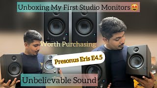 Unboxing Presonus Eris E45🔥  My First Studio Monitors❤️ [upl. by Etteyniv]