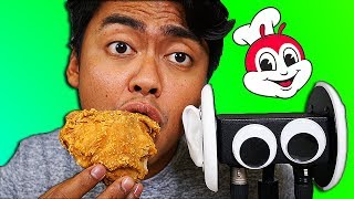 I Tried ASMR Mukbang Eating Jollibee CHICKEN [upl. by Kory]