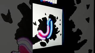 Drawing Letter quotJ quot ✨ Neon✨ Pencil ShaVing ArT ✨ shorts art artshorts [upl. by Devi]