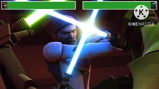 Obi Wan vs General Grievous Kamino Fight WITH HEALTHBARS  HD  Star Wars Clone Wars [upl. by Alica]