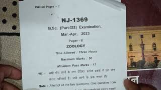 Bsc 3rd year zoology 2nd paper 2023 [upl. by Htur]