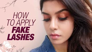 How To Apply False Eyelashes For Beginners  Fake Lashes  Eye Makeup Tutorial  Makeup 101  Femina [upl. by Ennael]