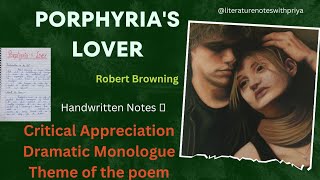 Porphyrias Lover  Dramatic Monologue by Robert Browning  literaturenoteswithpriya8120 [upl. by Lseil794]