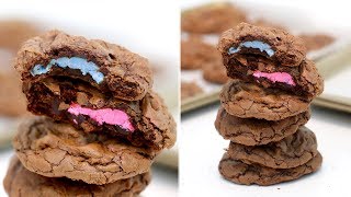 Gender Reveal Chocolate Chip Cookies  Brownie Cookies  EASY Double Chocolate Chip Cookies  RECIPE [upl. by Attenohs]