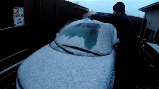 Defrosting windshield with boiling hot water [upl. by Eentrok]