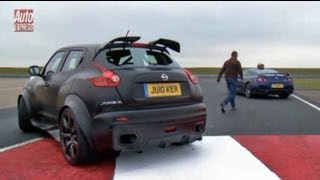 Nissan JukeR vs GTR track test  Auto Express [upl. by Adriell690]