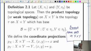 Lecture 5b Functional Analysis  Infinite products and Tychonoffs theorem [upl. by Nyliuqcaj]