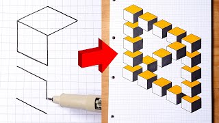 Easy 3D Boxes Drawing Illusion amp Beginners Rose Art [upl. by Atiner956]