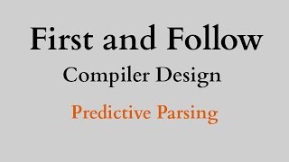 First and Follow In Compiler Design [upl. by Elleinod485]