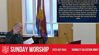 Bromley Temple Salvation Army  Sunday Blessing  29th September 2024 [upl. by Marve]